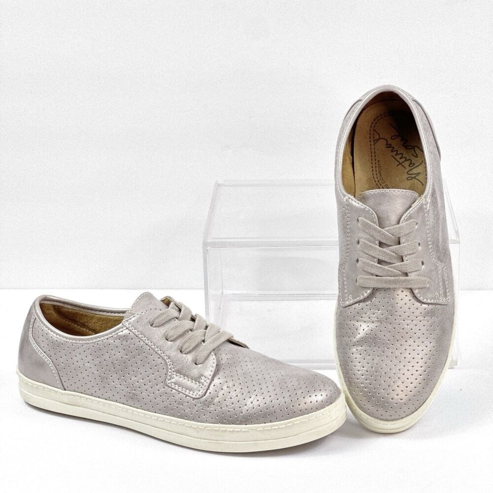 Womens Silver Sneakers Size 8 Natural Soul Frankie Lace Tie Casual Shoes